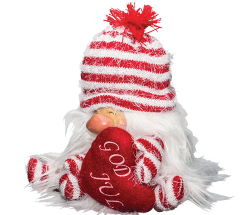 Tygdekoration: Tomte med hjärta
